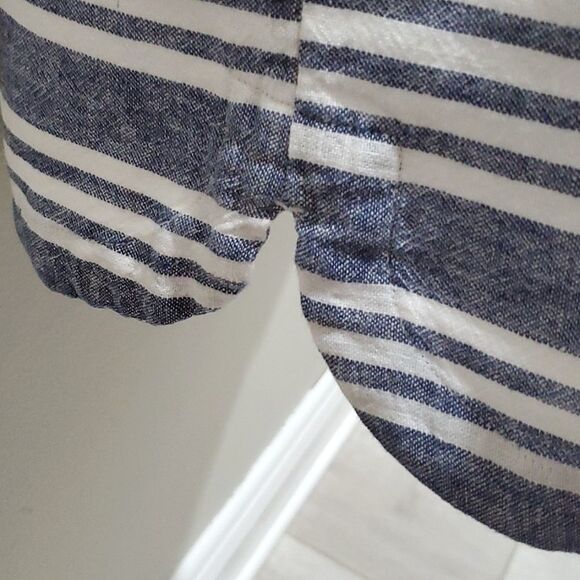 OLD NAVY MIDI SUMMER DRESS, Sz S, Blue/White, Striped, Sleeveless, Linen/Rayon - Picture 4 of 11